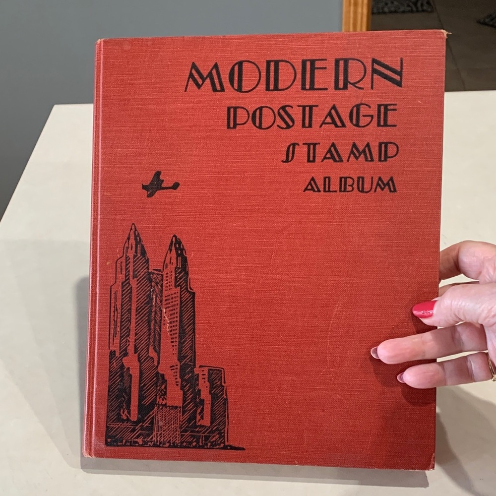 Modern Postage Stamp Album - Red Cloth Cover